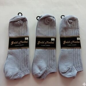 VTG Gold Medal Classic Hosiery‎ Ankle Socks 3 Pair Set Gray Fits 10-13 Made USA